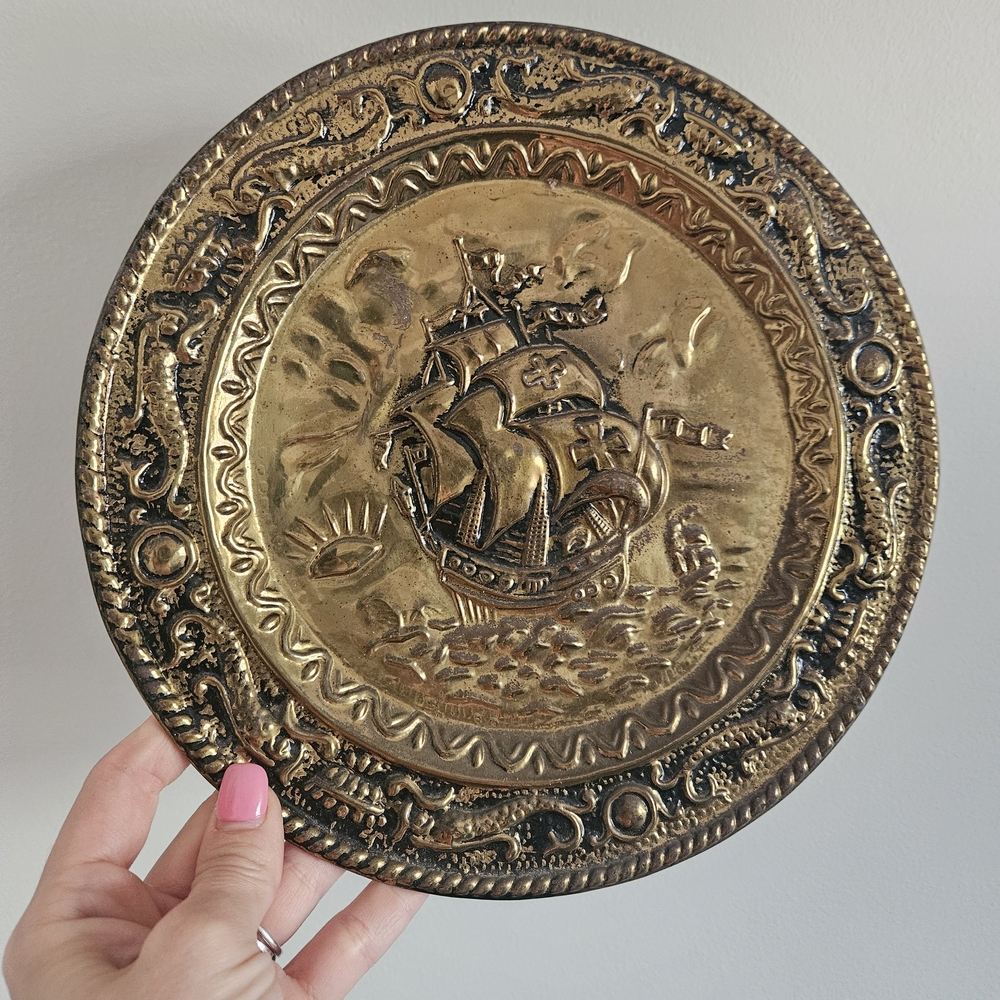 Vintage Hammered Brass Decorative Wall Plate